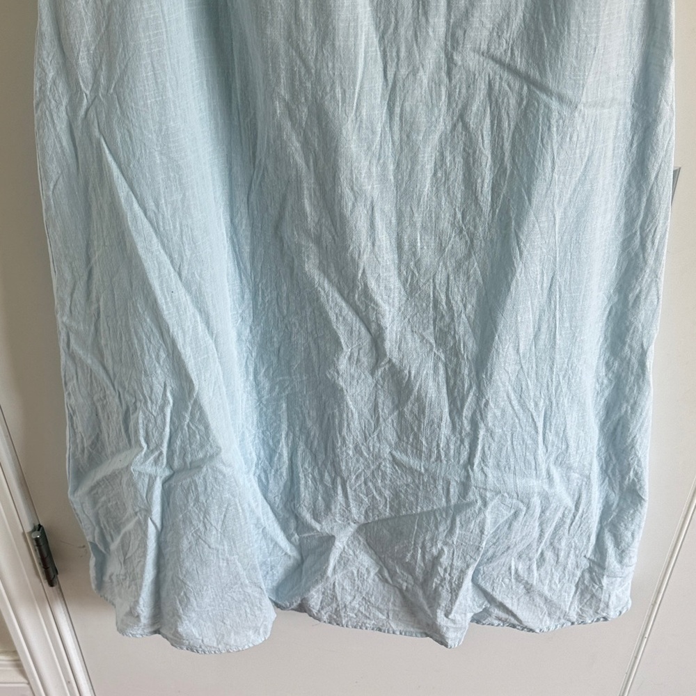 Petal & Pup Size Medium 100% Cotton Light Blue Halter Maxi Dress pockets - Picture 4 of 9
